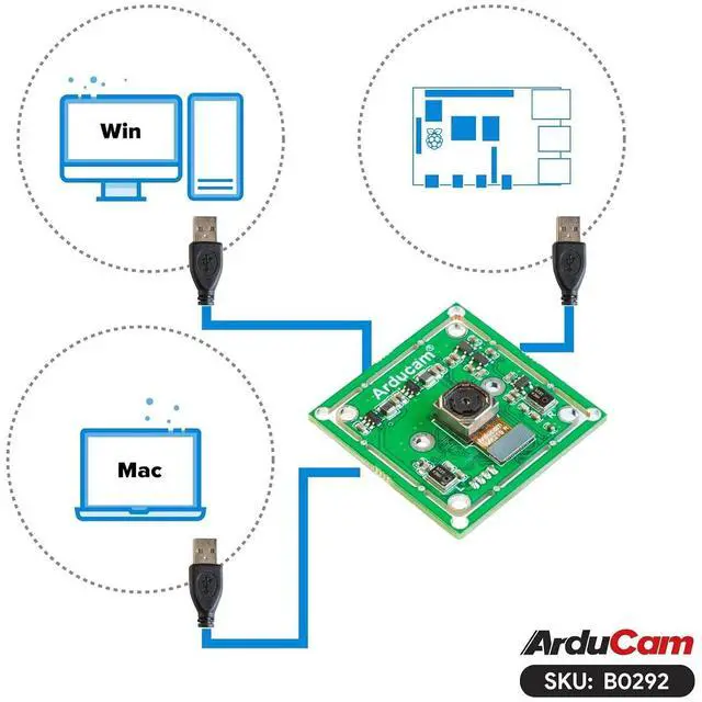 Alt view image 6 of 7 - 4K 8MP IMX219 Autofocus USB Camera Module with Microphone, 1080P Mini UVC USB2.0 Webcam