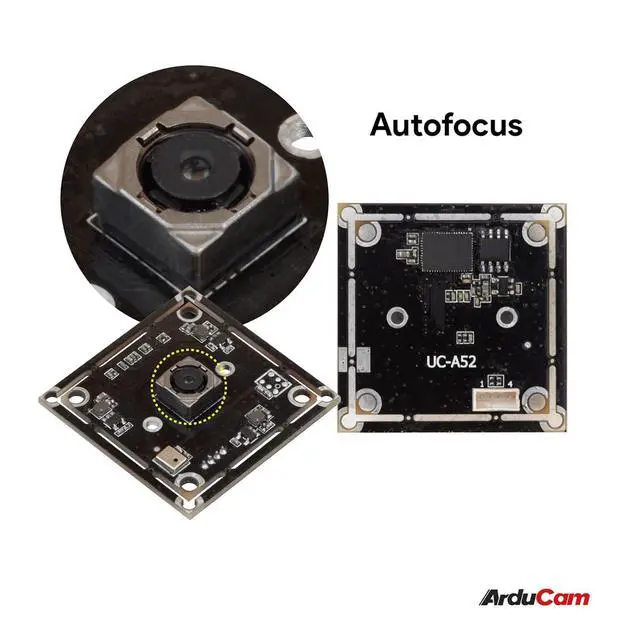 Alt view image 3 of 6 - 8MP IMX179 Lightburn Camera, Autofocus Webcam with Microphone, Ultra HD Embedded USB Cam for Raspberry Pi, Windows, Linux, Android, Mac OS