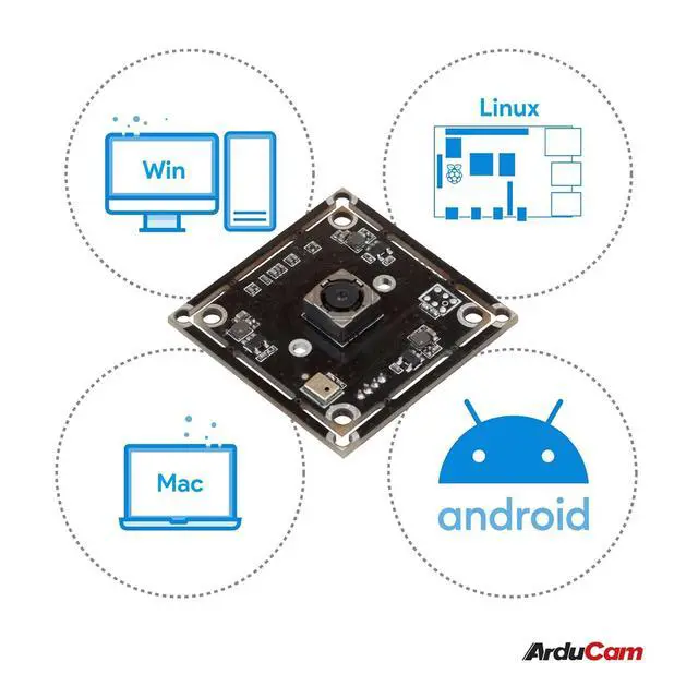 Alt view image 6 of 6 - 8MP IMX179 Lightburn Camera, Autofocus Webcam with Microphone, Ultra HD Embedded USB Cam for Raspberry Pi, Windows, Linux, Android, Mac OS