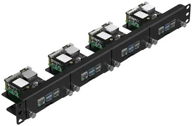 Main image of Front Removable 1U Rack Mount with PoE Functionality, 19" Raspberry Pi 5 NVMe Rack with PCIe M.2 NVMe (2230/2242), IEEE 802.3af/at PoE+