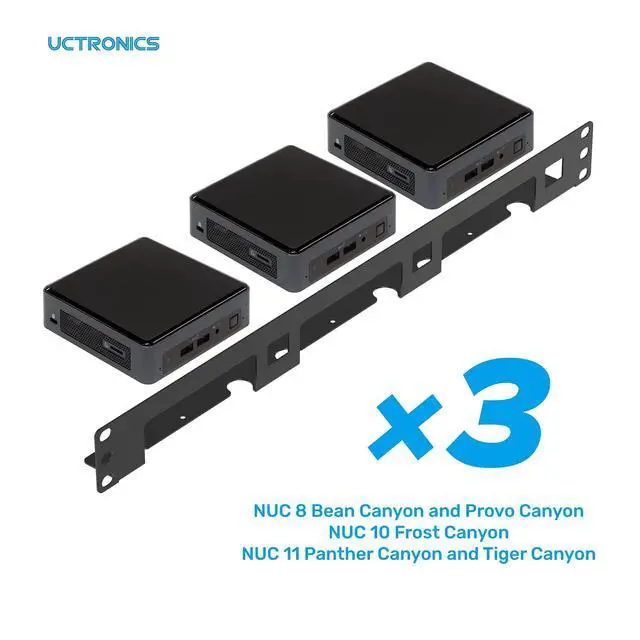 Alt view image 5 of 5 - NUC Rack Mount, 19" 1U Rackmount Supports 3 Units of Low Model NUC
