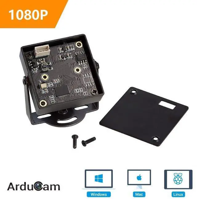 Alt view image 2 of 6 - 1080P Low Light WDR USB Camera Module with Metal Case, 2MP 1/2.8" CMOS IMX291 160 Degree Ultra Wide Angle Mini UVC Webcam Board with Microphone