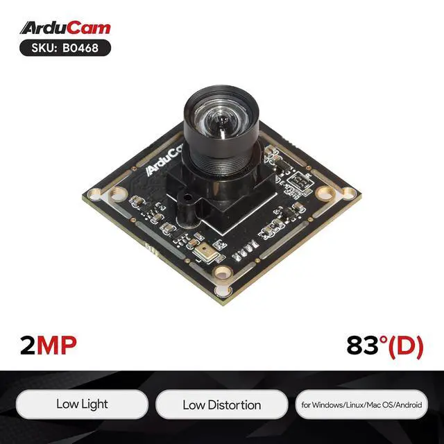 Alt view image 2 of 7 - 1080P USB Camera Module, Low Light Low Distortion Lightburn Camera, 2MP CMOS IMX323 Mini UVC USB2.0 Webcam Board with 83°(D) M12 Lens, 3.3ft/1m Cable for Windows, Linux, Android, and Mac OS