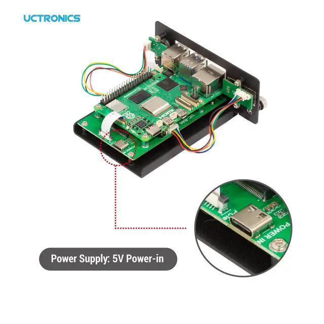 Alt view image 5 of 7 - Pi 5 Rack Pro, Raspberry Pi 5 NVMe Rack with 4 × M.2 NVMe SSD Base, PCIe to NVMe, Safe Shutdown, 0.96" Color LCD