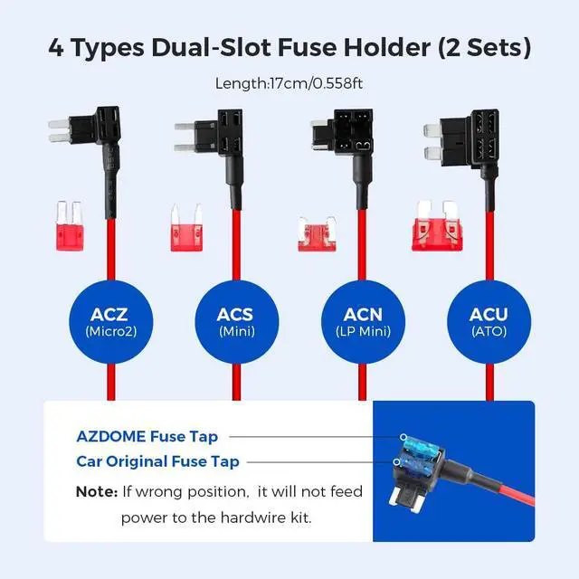 Alt view image 4 of 7 - 3-Lead Acc Hardwire Kit Type-C USB Port for M550 M01Pro PG17 GS63HPro DashCam, 12ft with Fuse Kit, Dash Camera Convert 12V-24V to Output 5V/2.5A Max, 24H Parking Mode, Low Voltage Protection