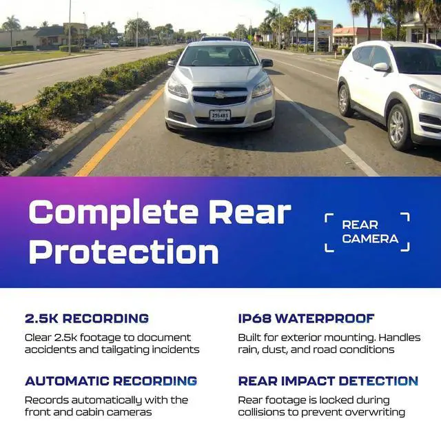Alt view image 7 of 7 - M550 3CH Dash Cam 4K - 3.19" Screen IR Night Vision - 24H Parking Mode - 3-Channel Dash Cam - Interior IR Camera - Built-in GPS & WiFi - Three-Mode Parking Monitor