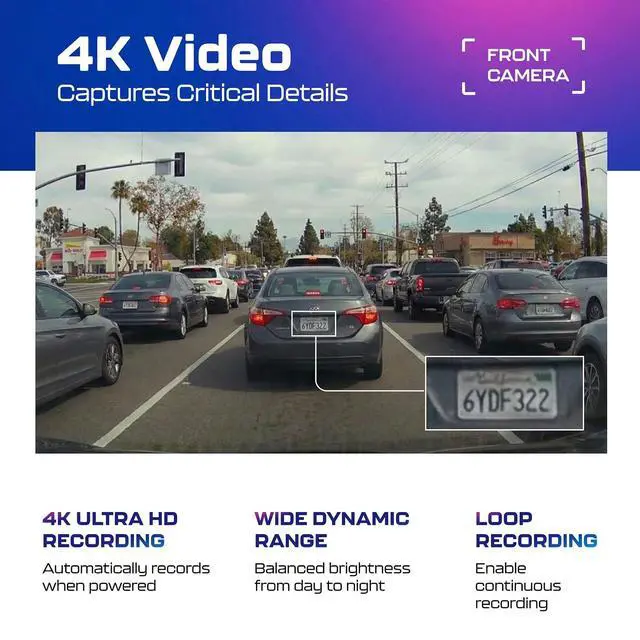 Alt view image 5 of 7 - PG17 2CH Mirror Dash Cam 4K - 12" Touch Screen - 24H Parking Mode - Mirror Dash Cam - Minimize Blind Spots - Built-in GPS & WiFi - Reverse Assist - Supports Voice Command