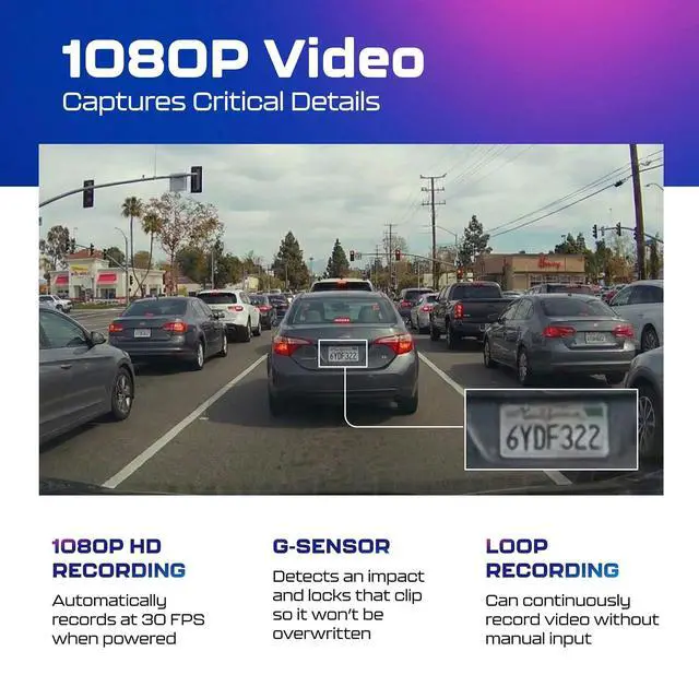Alt view image 3 of 7 - M200 Mini Dash Cam WiFi Dashcam - Single Channel Dash Cam for Broad Road Coverage - Built-in WiFi - Full HD Resolution - Parking Monitor - App Connectivity - Collision Detection - Night Vision