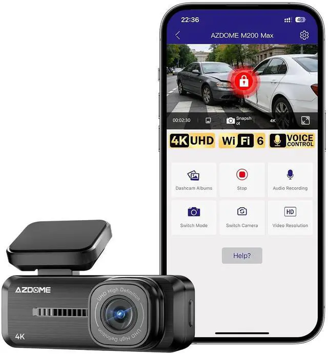 Main image of 4K Dash Cam Front, Voice Control Dash Camera for Cars, WiFi 6 Mini Dashcam with APP Live Chat Support, Car Camera, Loop Recording, G-Sensor, 24H Parking Mode, Support 256GB Max Easy to Install