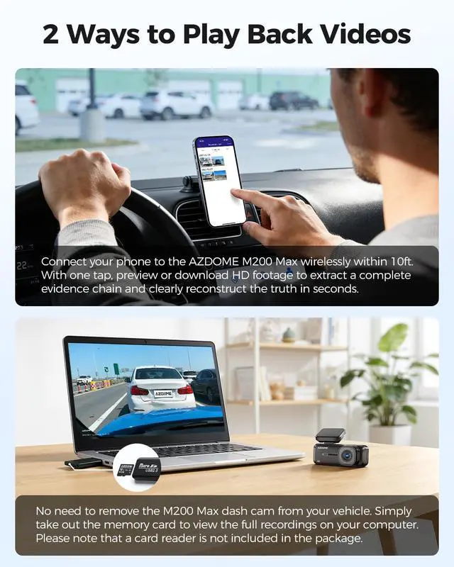 Alt view image 5 of 7 - 4K Dash Cam Front, Voice Control Dash Camera for Cars, WiFi 6 Mini Dashcam with APP Live Chat Support, Car Camera, Loop Recording, G-Sensor, 24H Parking Mode, Support 256GB Max Easy to Install