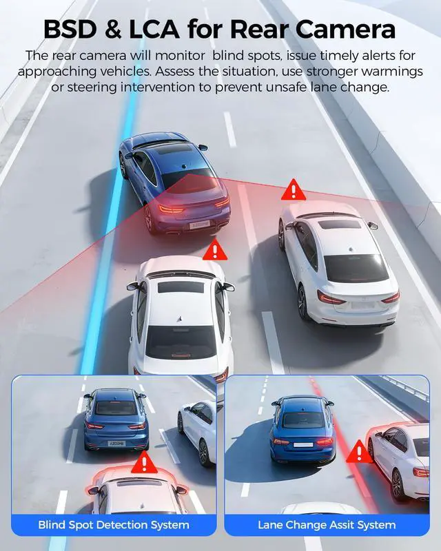 Alt view image 6 of 7 - ADAS Dash Cam Front and Rear, 4K+2.5K UHD Dash Camera for Cars, 64GB Card Included, Voice Control, Bulit-in 5.8GHz Wi-Fi GPS, 3.19'' IPS Screen Dashcam, Night Vision, 24H Parking Mode M550 Pro