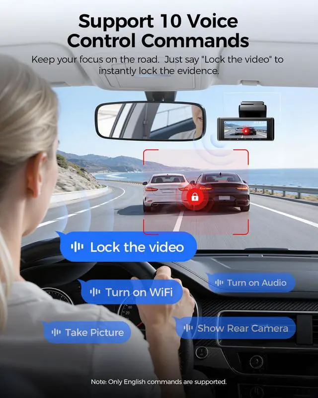 Alt view image 7 of 7 - ADAS Dash Cam Front and Rear, 4K+2.5K UHD Dash Camera for Cars, 64GB Card Included, Voice Control, Bulit-in 5.8GHz Wi-Fi GPS, 3.19'' IPS Screen Dashcam, Night Vision, 24H Parking Mode M550 Pro