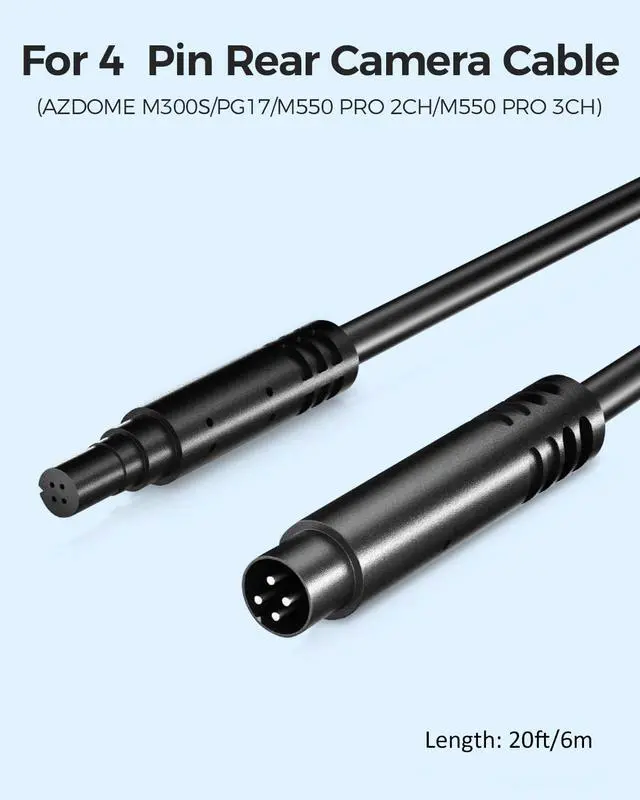 Alt view image 3 of 4 - Extend Cable for M01 Max/M550 Pro/PG17/PG17 Max/PG17 Pro/GS63H Pro/M300S, 4 Pin 6m/20ft, Extension Cable for Mirror Dashcam Rear View Camera Rear Car Recorder Cord