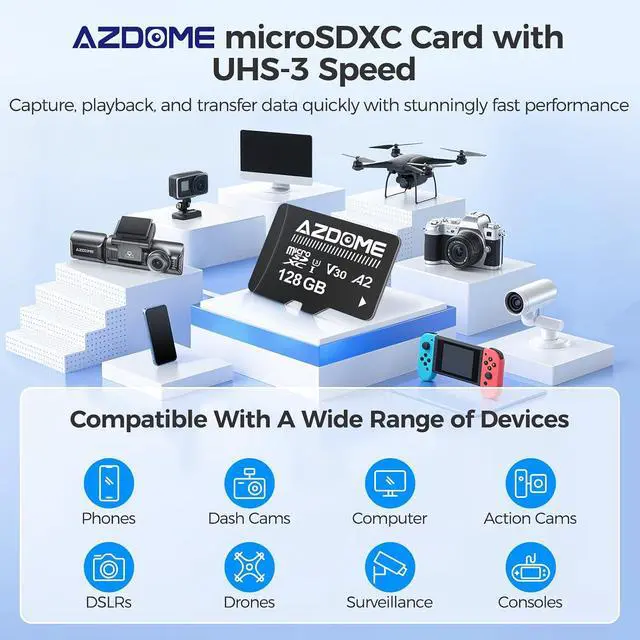Alt view image 3 of 7 - 128GB Micro SD Card microSDXC Memory Card for M550 GS63H Pro PG17-4K M550 Pro M200 M330 M300S M01 Dash Cam Full HD & 4K UHD, U3, A2, V30