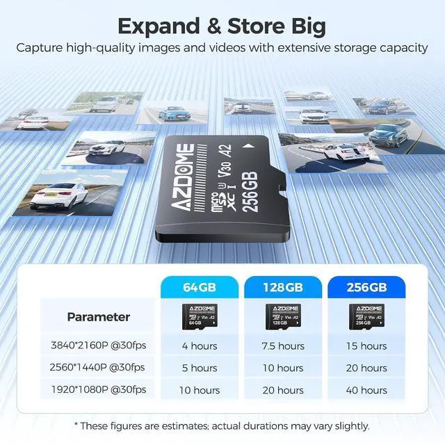 Alt view image 5 of 7 - 256GB Micro SD Card microSDXC Memory Card for M550 Max, GS63H Pro, PG17 Max, PG17 Pro Dash Cam Full HD & 4K UHD, U3, A2, V30
