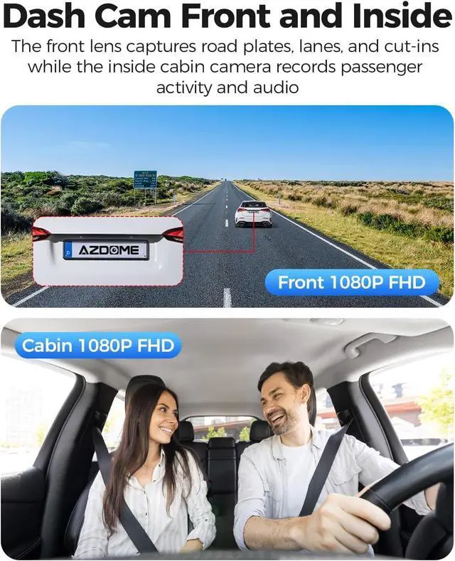 Alt view image 3 of 7 - V600 1080P Dual Dash Camera for Cars, 3'' Screen Dash Cam Front and Inside, Loop Recording, IR Night Vision Dashcam, G-Sensor, Car Dash Cam with 24/7 Parking Mode, Support 128GB (Matte Black)