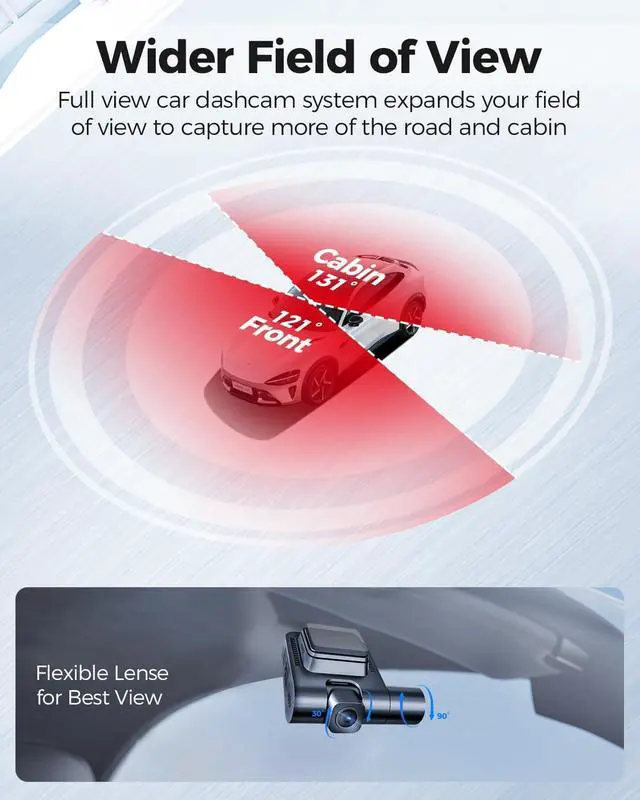 Alt view image 4 of 7 - V600 1080P Dual Dash Camera for Cars, 3'' Screen Dash Cam Front and Inside, Loop Recording, IR Night Vision Dashcam, G-Sensor, Car Dash Cam with 24/7 Parking Mode, Support 128GB (Matte Black)