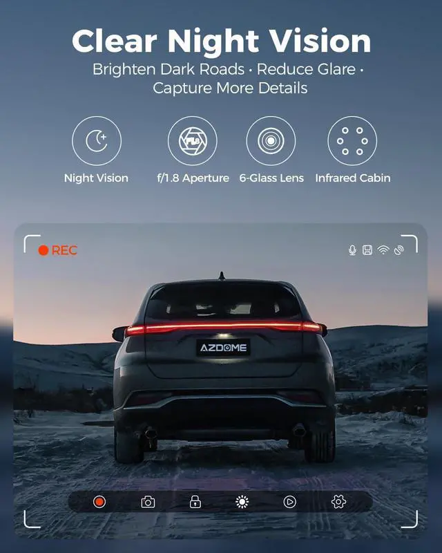 Alt view image 7 of 7 - V600 1080P Dual Dash Camera for Cars, 3'' Screen Dash Cam Front and Inside, Loop Recording, IR Night Vision Dashcam, G-Sensor, Car Dash Cam with 24/7 Parking Mode, Support 128GB (Matte Black)