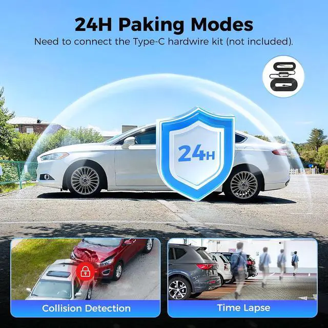 Alt view image 6 of 7 - M300S with 128GB MicroSD Card+OBD Hardwire Kit, Quick Setup 24/7 Parking Mode & Larger Storage