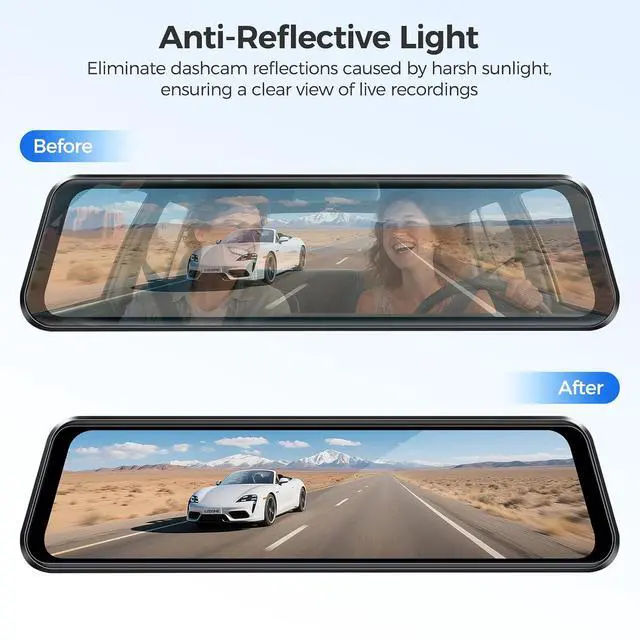Alt view image 6 of 7 - 12" HD & Anti-Glare Film for Rear View Mirror Camera, Car Interior Rearview Mirror Anti-Scratch Sticker Safe Driving Protective Film (4 Pieces in Pack, Suitable for PG17, PG17 Max and PG17 Pro)