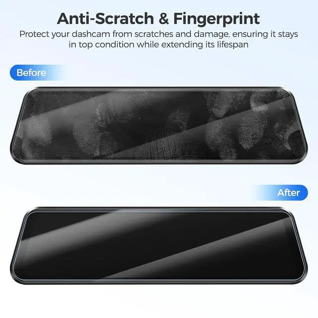 Alt view image 7 of 7 - 12" HD & Anti-Glare Film for Rear View Mirror Camera, Car Interior Rearview Mirror Anti-Scratch Sticker Safe Driving Protective Film (4 Pieces in Pack, Suitable for PG17, PG17 Max and PG17 Pro)