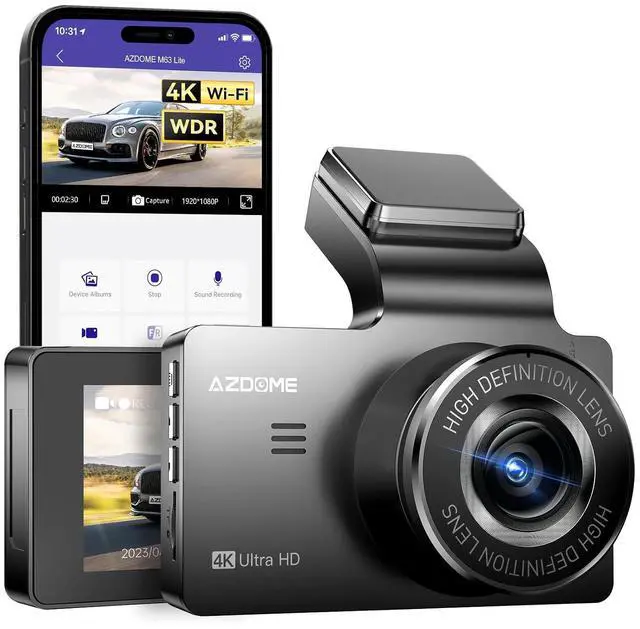 Main image of M63 Lite 4K Dash Cam Front, 2160P Car Camera with Night Vision WDR, 3 Inch IPS Screen Dash Camera Built-in WiFi, G Sensor Loop Recording 24H Parking Mode, Super Capacitor Time Screen Saver