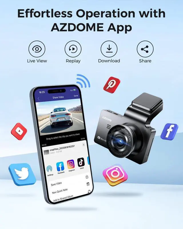 Alt view image 4 of 7 - M63 Lite 4K Dash Cam Front, 2160P Car Camera with Night Vision WDR, 3 Inch IPS Screen Dash Camera Built-in WiFi, G Sensor Loop Recording 24H Parking Mode, Super Capacitor Time Screen Saver