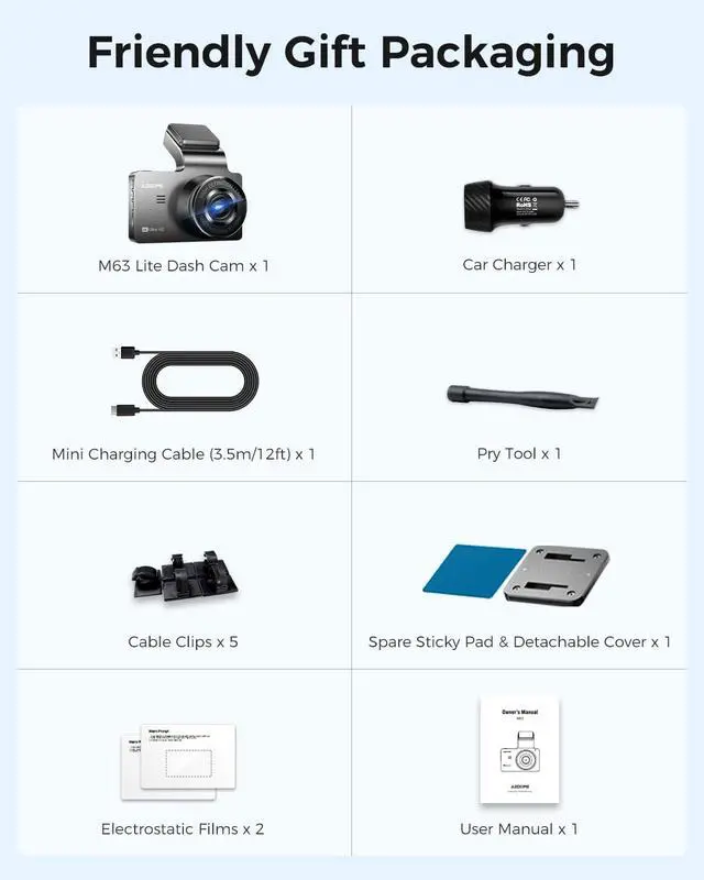 Alt view image 7 of 7 - M63 Lite 4K Dash Cam Front, 2160P Car Camera with Night Vision WDR, 3 Inch IPS Screen Dash Camera Built-in WiFi, G Sensor Loop Recording 24H Parking Mode, Super Capacitor Time Screen Saver
