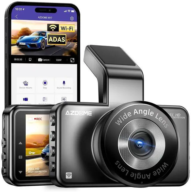 Main image of Front WiFi Dash Cam 1296P HD with 3" LCD Screen, Dashboard Camera with 150° Wide Angle, Night Vision, ADAS, G-Sensor, Loop Recording, 24/7 Parking Mode, Supports 128GB SD Card (M17)