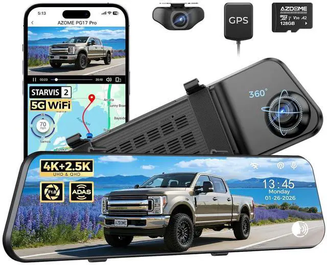 Main image of PG17 Pro STARVIS 2 Mirror Dash Cam Front and Rear with IMX678, ADAS 12" Rear View Mirror Camera, 4K+ 2.5K Dual HDR Dash Camera for Cars, 5.8GHz WiFi Car Camera with 128GB Card Voice Control GPS