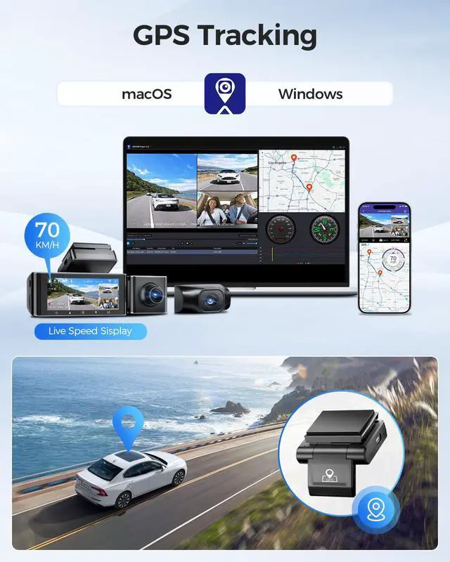 Alt view image 7 of 7 - M550 3 Channel Dash Cam, 4K+2.5K Front and Rear, 2.5K+1080P+2.5K Front Rear Inside Triple Car Camera Built-in WiFi GPS, 64GB Card Included, 3.19" Screen, WDR IR Night Vision, 24H Parking Mode