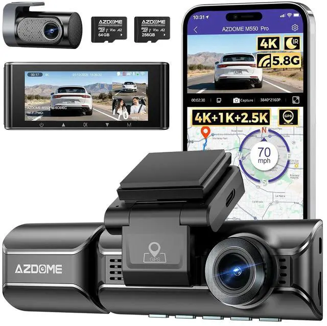 Main image of M550 Pro 4K 3 Channel Dash Cam with 256GB TF Card, Larger Storage Capacity