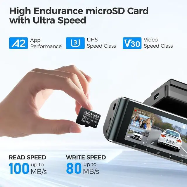 Alt view image 2 of 7 - 256GB Micro SD Card microSDXC Memory Card for M550 Max, GS63H Pro, PG17 Max, PG17 Pro Dash Cam Full HD & 4K UHD, U3, A2, V30