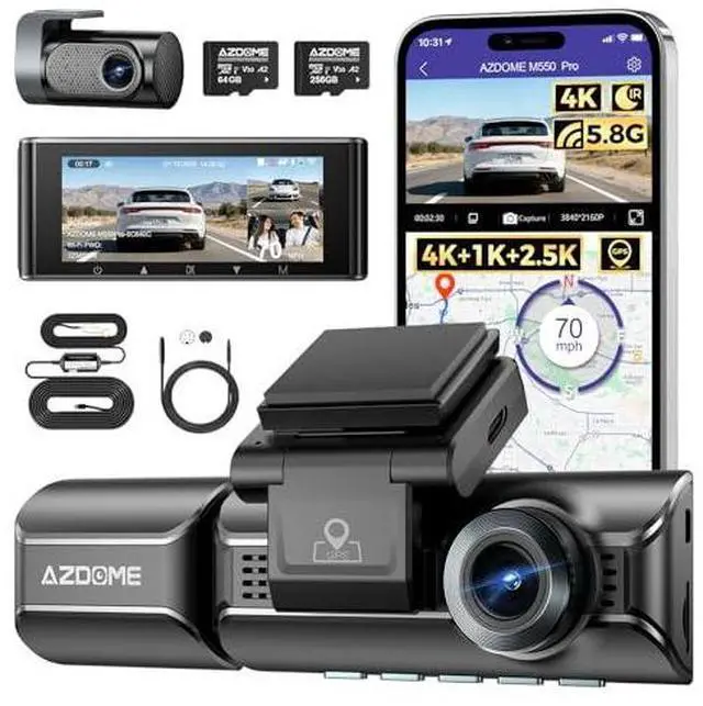 Main image of M550 Pro 4K 3CH Dash Cam with JYX05 Type-C Hardwire Kit for 24/7 Parking Surveillance & 20ft 6 Pin Extension Cable & 256GB TF Card, Larger Storage Capacity