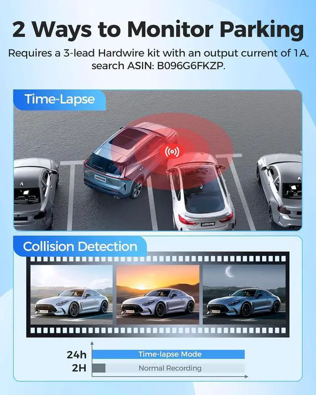 Alt view image 4 of 7 - M200 Dash Cam with 128GB SD Card and Mini USB OBD Hardwire Kit OBD02