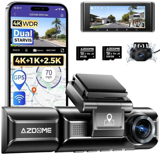 Main image of M550 Max 4K 3 Channel Dash Cam with 256GB TF Card, Larger Storage Capacity