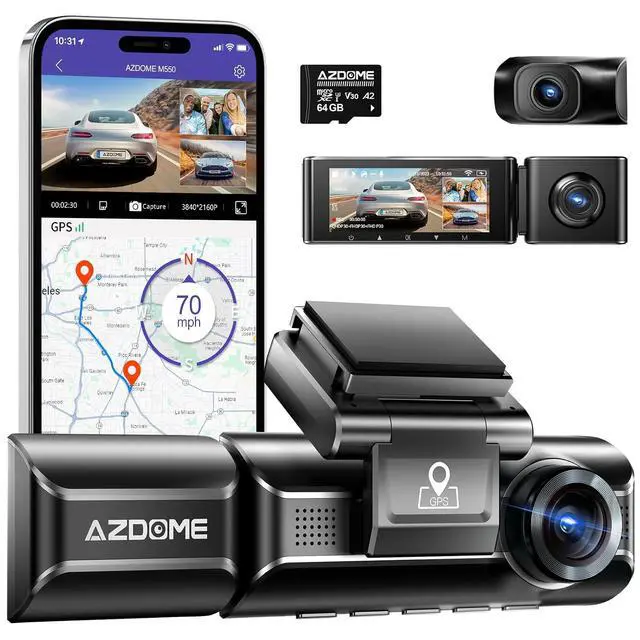 Alt view image 2 of 7 - M550 3 Channel Dash Cam with 3-Lead Type-C USB Hardwire Kit (JYX05)
