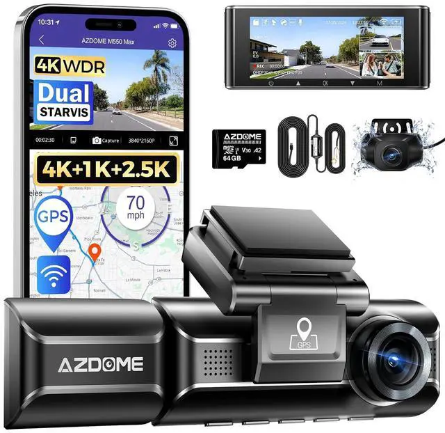 Main image of M550 Max 4K 3CH Dash Cam with JYX05 Type-C Hardwire Kit for 24/7 Parking Surveillance
