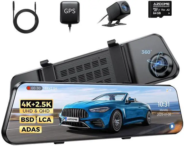 Main image of PG17 Max Mirror Dash Cam with 20ft 4 Pin Extension Cable