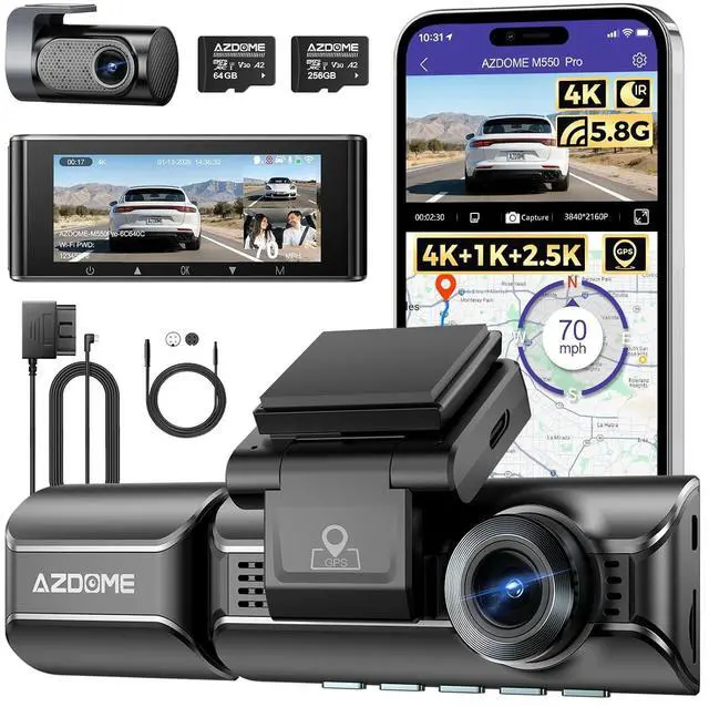 Main image of M550 Pro 4K 3CH Dash Cam with JYX05 Type-C Hardwire Kit for 24/7 Parking Surveillance & 20ft 6 Pin Extension Cable & 256GB TF Card, Larger Storage Capacity& Easy to Install