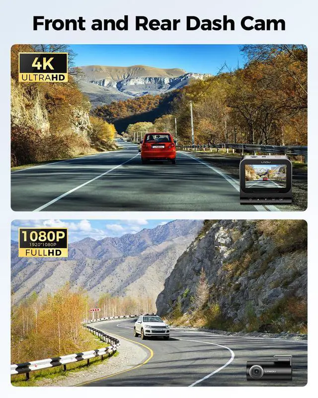Alt view image 3 of 7 - V820 4K+1080P Dash Cam Front and Rear, Dual STARVIS 2 IMX678 & IMX662, ADAS & SR Effect, 24H Parking Mode, Built-in WiFi GPS, 3''IPS Car Camera, 64GB Card Included, Voice Control, Support 4G LTE