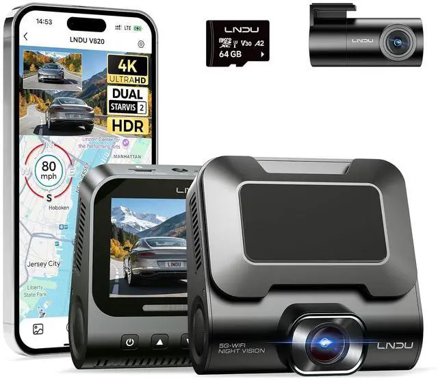 Main image of V820 4K+1080P Dash Cam Front and Rear, Dual STARVIS 2 IMX678 & IMX662, ADAS & SR Effect, 24H Parking Mode, Built-in WiFi GPS, 3''IPS Car Camera, 64GB Card Included, Voice Control, Support 4G LTE