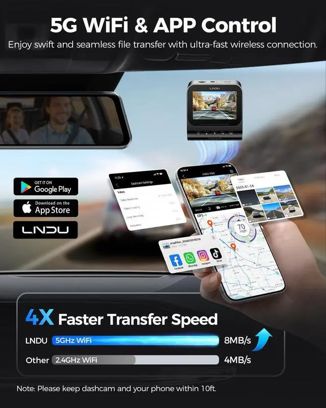 Alt view image 7 of 7 - V820 4K+1080P Dash Cam Front and Rear, Dual STARVIS 2 IMX678 & IMX662, ADAS & SR Effect, 24H Parking Mode, Built-in WiFi GPS, 3''IPS Car Camera, 64GB Card Included, Voice Control, Support 4G LTE