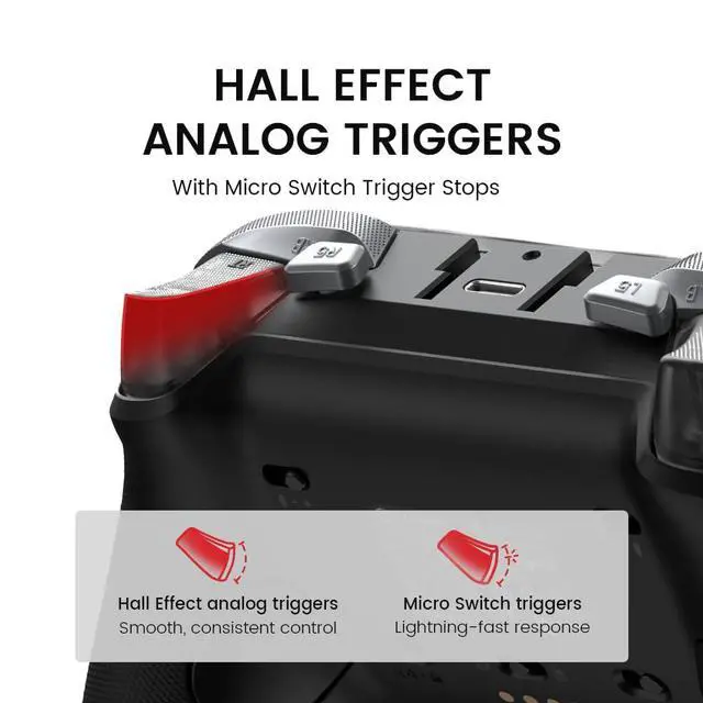 Alt view image 3 of 6 - G7 Pro Wired Controller for Xbox Series X|S, Xbox One, Wireless Gamepad for PC&Android with TMR Sticks, Hall Effect Analog Triggers, 1000Hz Polling Rate, 3.5mm Audio Jack - Silver