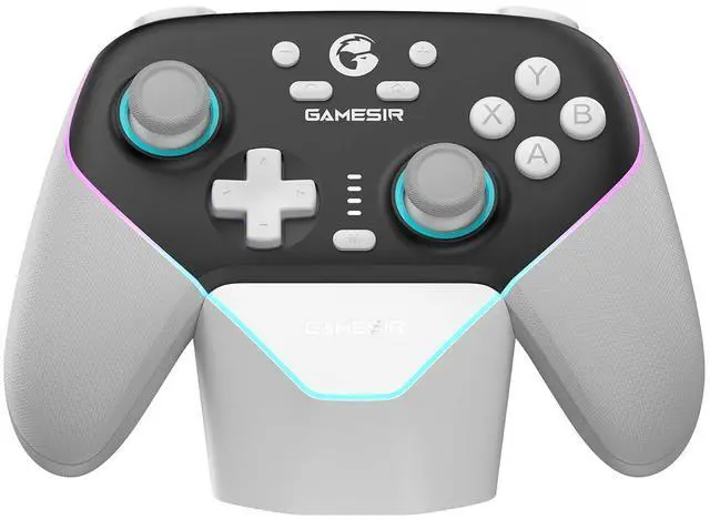 Main image of Super Nova Wireless Gaming Controller for PC/Switch/iOS/Android, Hall Effect Stick & Trigger, RGB Lighting, Swappable ABXY, Detachable Faceplate, 1000mAh with Charging Dock - Black&White