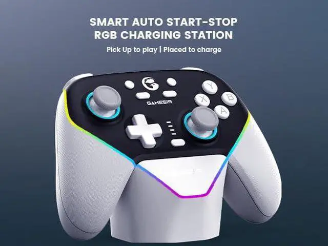 Alt view image 7 of 7 - Super Nova Wireless Gaming Controller for PC/Switch/iOS/Android, Hall Effect Stick & Trigger, RGB Lighting, Swappable ABXY, Detachable Faceplate, 1000mAh with Charging Dock - Black&White