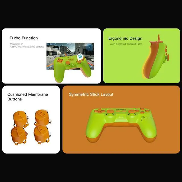 Alt view image 4 of 7 - Tegenaria Lite Wired Game Controller For Switch, Android, iOS, PC, Steam With Retro 90s Design, Hall Effect Sticks, 1000Hz Polling Rate, Dual Rumble Motors, Mappable Back Buttons, Ultra-Low Latency, E