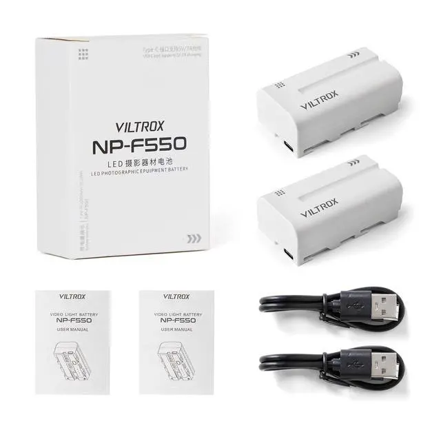 Alt view image 2 of 7 - 2 Pack NP-F550 2200mAh Battery, Replacement of Sony NP-F970 F960 F950 F770 F750 F570 F550, Compatible Godbox Neewee Led Light, Monitor (USB Type-C Input Port)