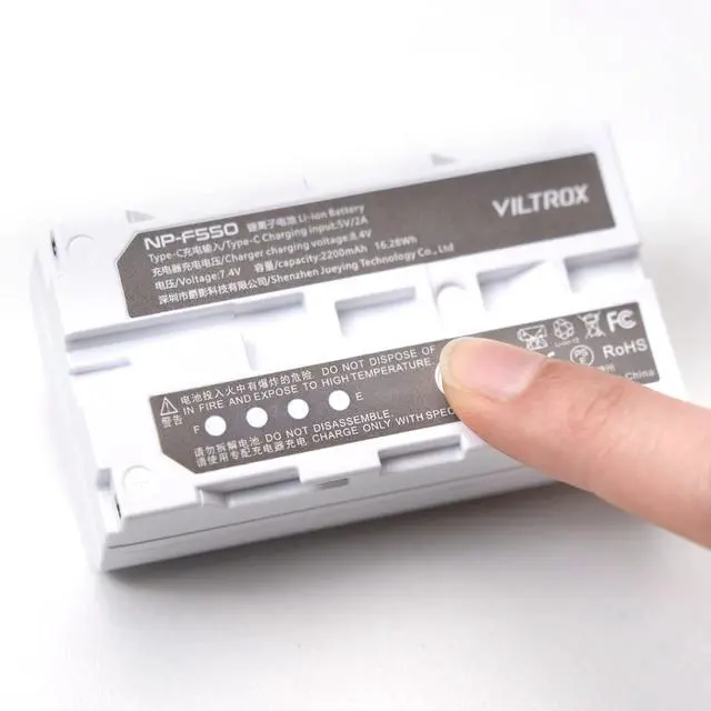Alt view image 3 of 6 - 2 Pack 2200mAh USB-C Port Rechargeable Li-ion Battery NP-F550 for Video Conference Light 116T 200T Ring Light