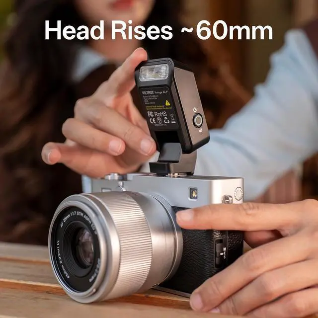 Alt view image 5 of 7 - Mini Foldable TTL Camera Flash for Sony, On Camera Pocket Speedlite with 60mm Raised Flash Head, 5-Level Manual Power, USB-C Recharge, 700 Flashes, 2s Recycle for Alpha A7 Series